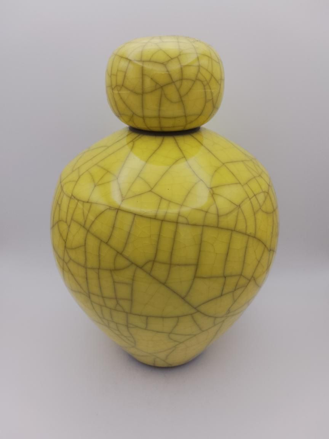 Yellow glazed Raku Stopper Vase