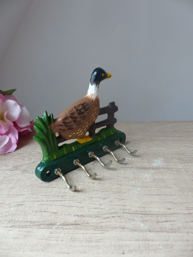 Porte-Clés Mural en Forme de Canard en Fonte, Collection Canard, Accroche Clés Animal Canard, Décoration Maison de Campagne, Cellier, Garage