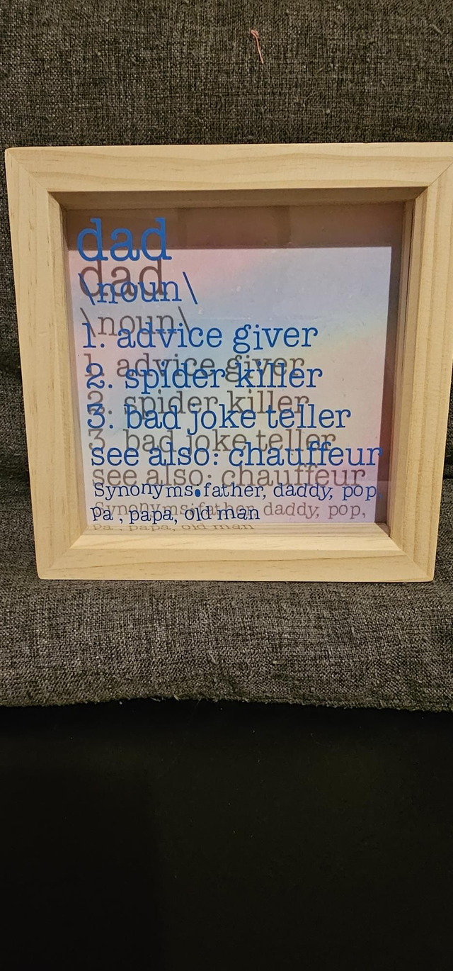 Dad box frame with colourful backing 