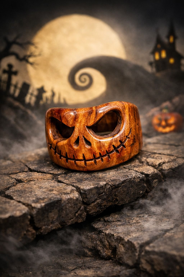 Ring: Lignum Mortis - Handgeschnitzter Pistazienholz Ring 19mm