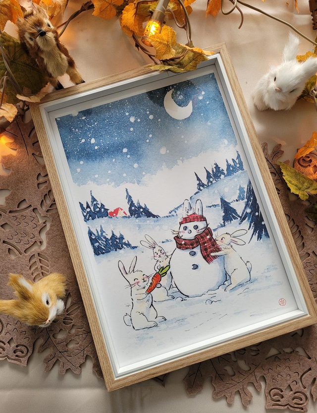 Bonhomme de neige - tirage d'art A4