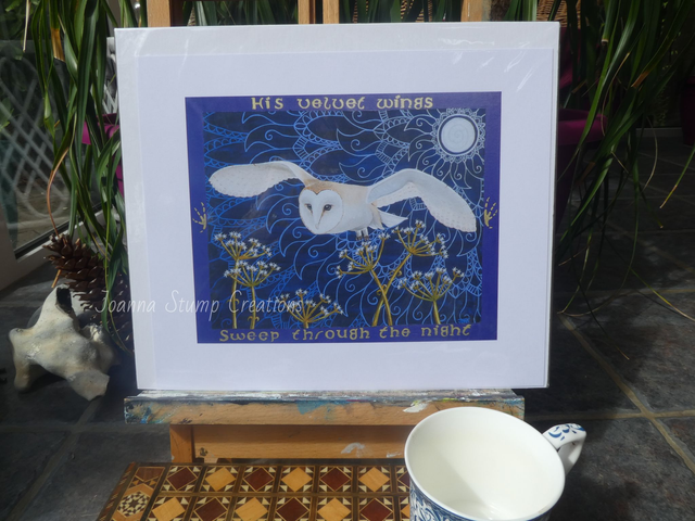 Open Edition Fine Art Print, from my "Animals in Folklore" collection, "Owl and Moonlight"