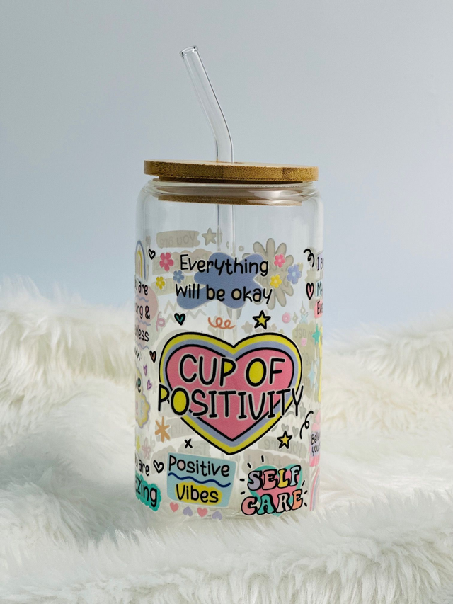 Cup of Positivity Glass Libbey Can 
