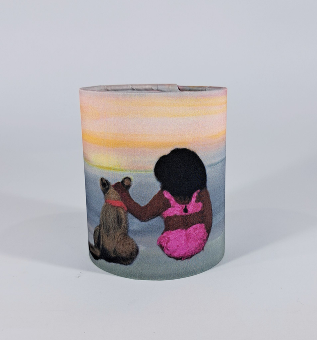 Beach in all weathers - sun and dog tealight holder     