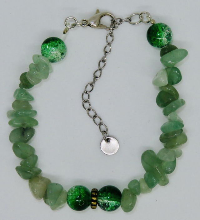 Bracelet en Aventurine verte sur fermoir