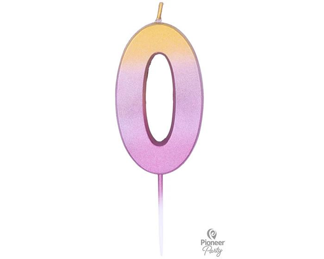 CANDLE: ROSE GOLD OMBRE NUMBER 0 CANDLE