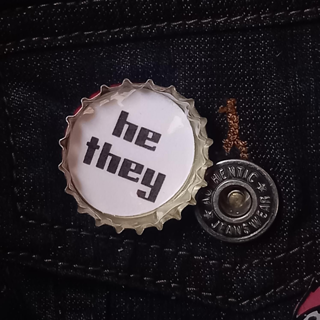 He They Bottle Cap Pronoun Pin