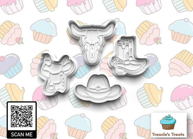 Cowboy Theme Fondant/cookie stamps with cutters 