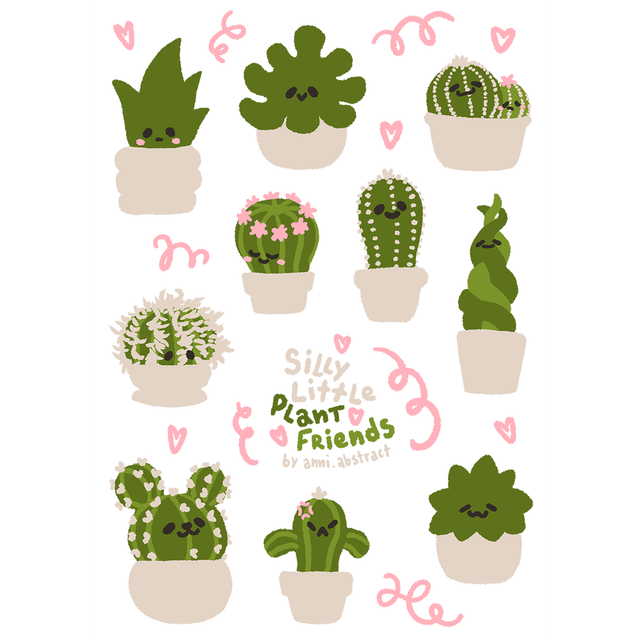 Original Art | "Silly Little Plant Friends" Kiss-Cut Vinyl Sticker Sheet