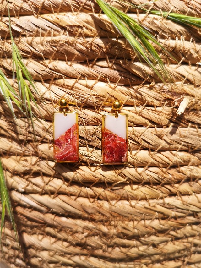 Collection Marbre Alizarine - Boucles d&#039;oreilles Berty