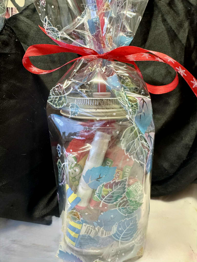 Christmas Drink Jar with sweets 
