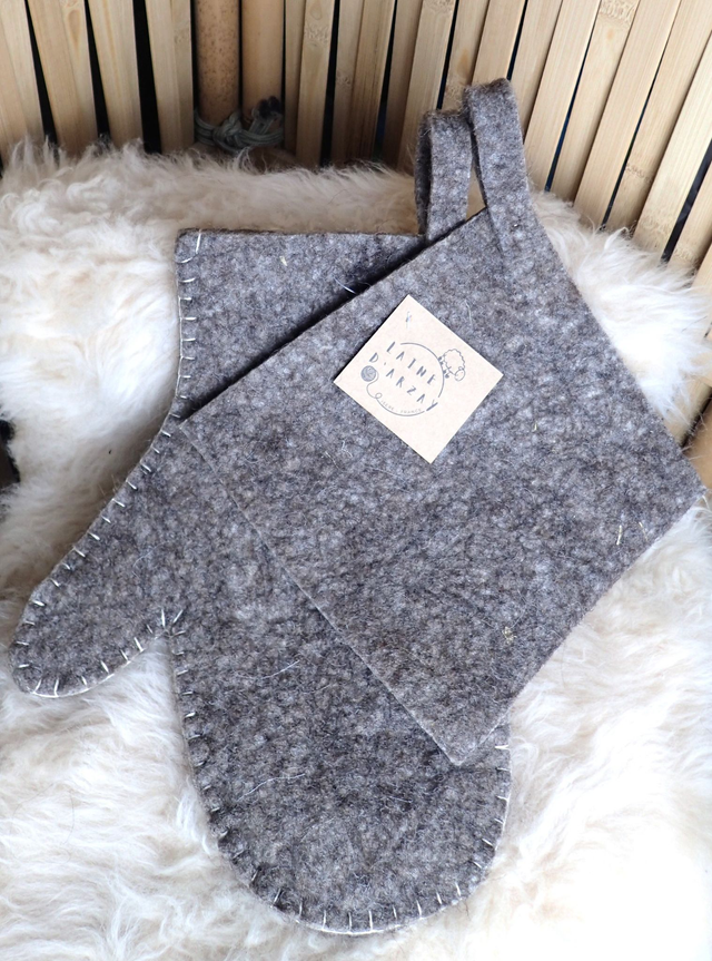 Manique et gant en laine feutrée