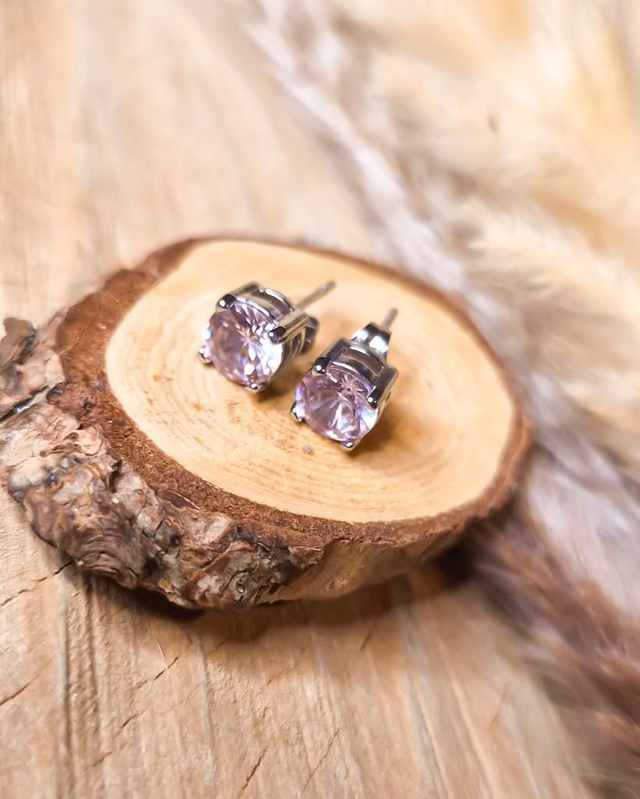 Boucles d'oreilles puces "Mini strass" - Modèle argenté et rose pastel