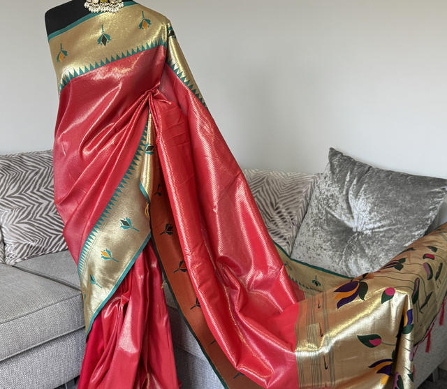Soft Pure Kamal Paithani Saree – with Zarkan Jari Pallu