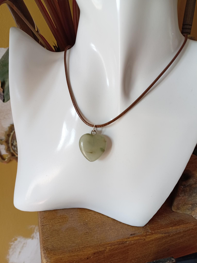 Prehnite Heart Crystal Necklace