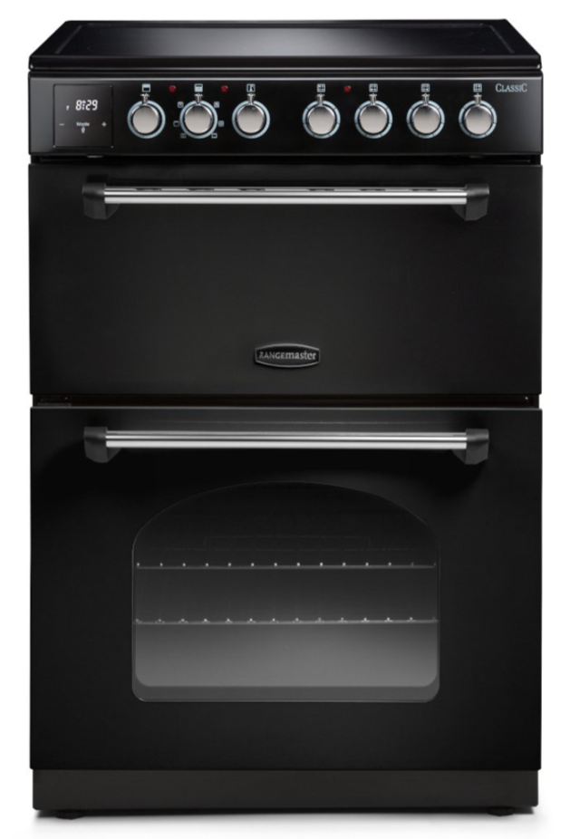 Rangemaster CLA60EIBL/C Induction Electric Cooker with Double Oven Classic Black / Chrome, A Rated