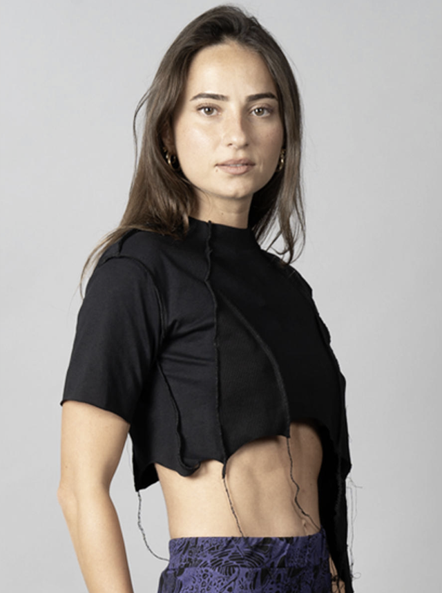 Sonic Crop BLACK-BLACK STITCH 412038 