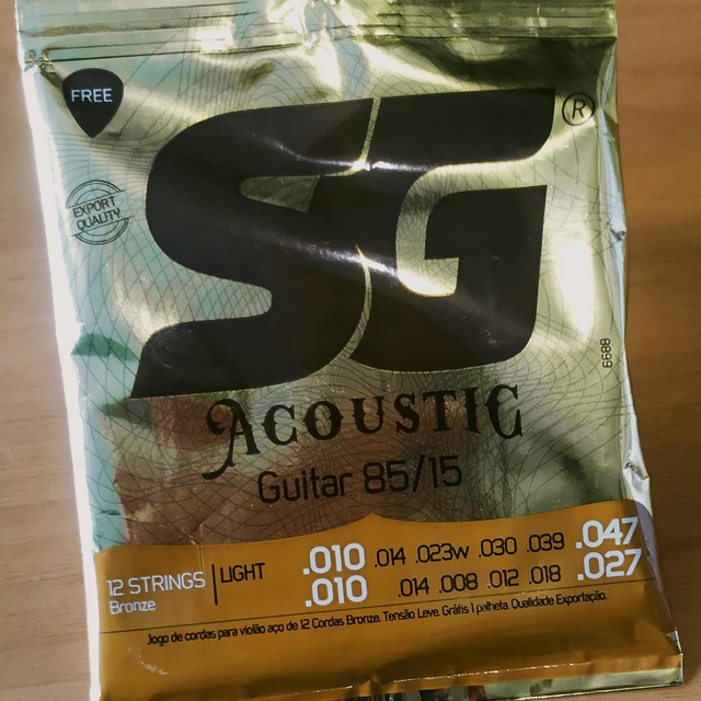 Encordoamento Violão 010 Aço 12 Cordas SG Strings 101