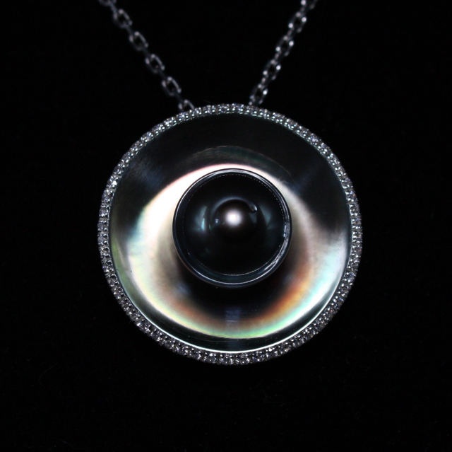 Pendentif “Hypnoss” – Argent 925, perle de Tahiti &amp; oxydes de zirconium