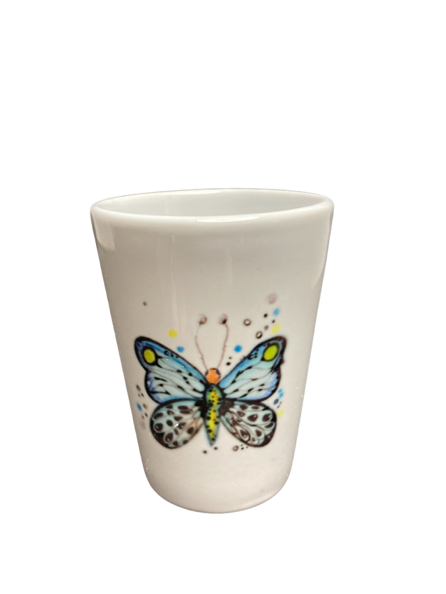 Schnapsglas Keramik "blauer Schmetterling"