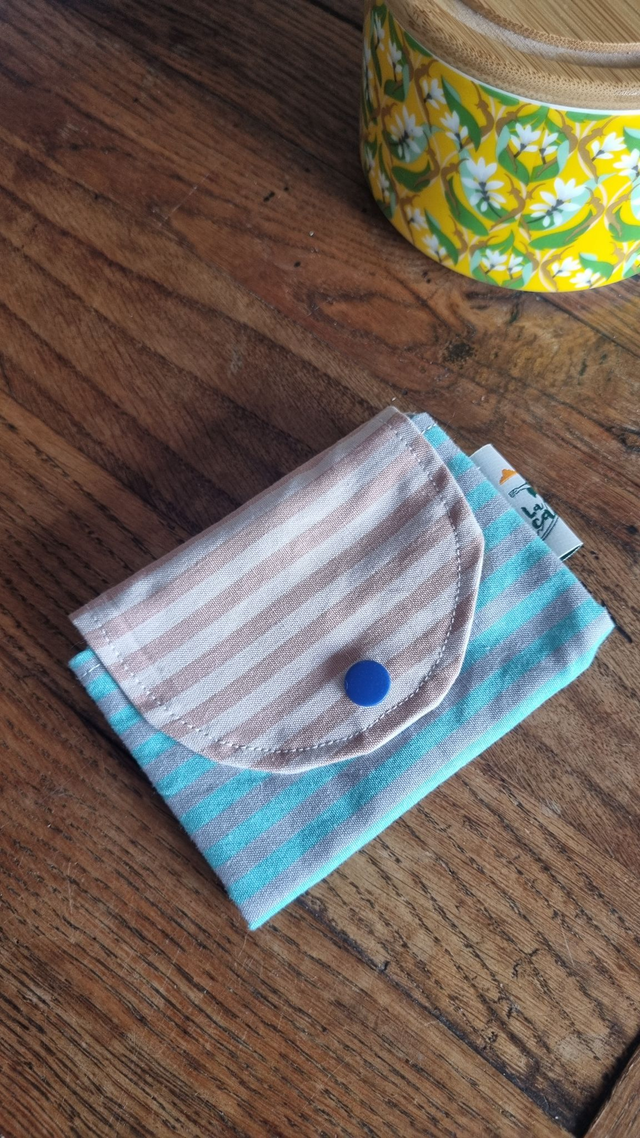 Porte-carte bleu/beige