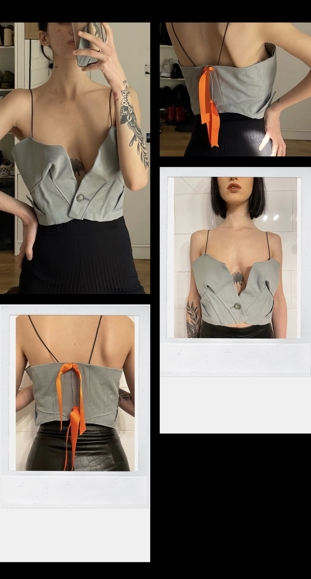 (Prototype) Bustier Upcycled - Rubans Oranges - M