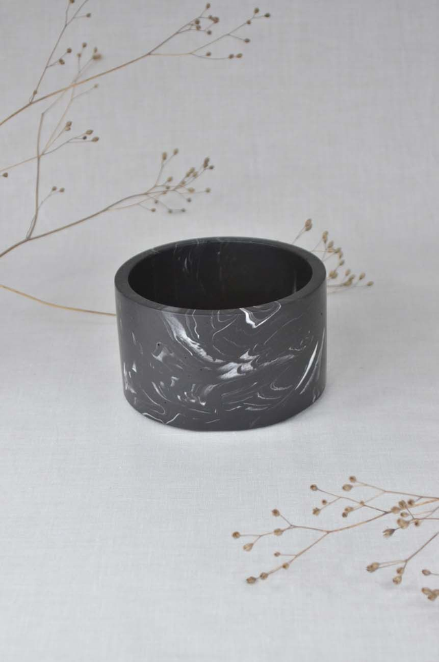 Pot : Noir marbré
