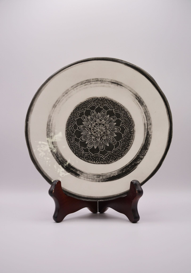 Assiette mandala &quot;pinceau japonais&quot;