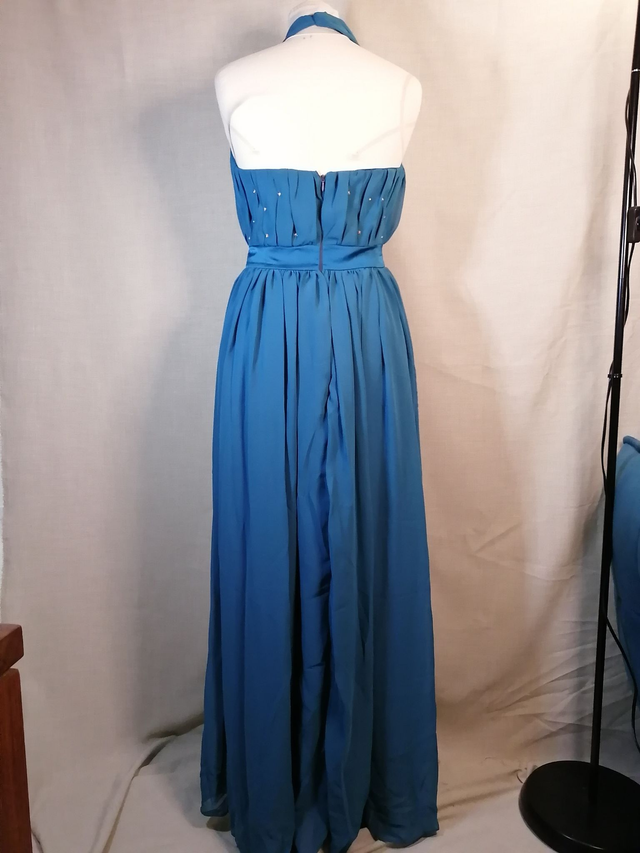 Robe de soirée réveillon cocktails gala bleue canard