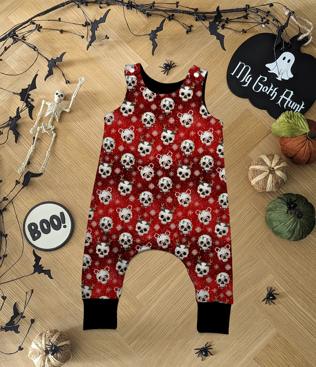 Christmas Red Skull Childrens Romper