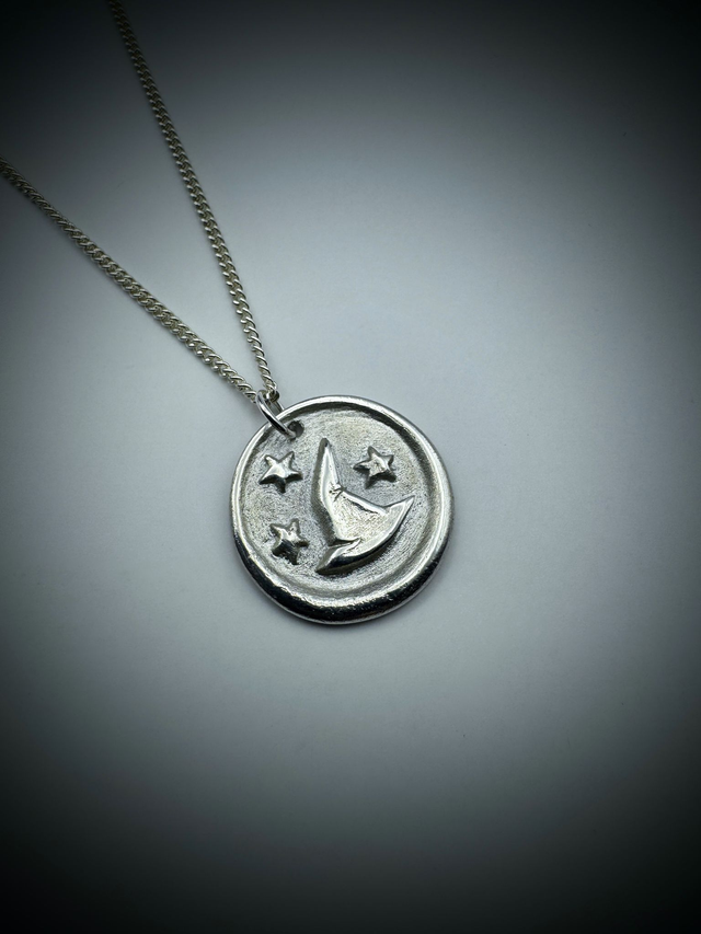 Witches Hat Wax Seal Style Pendant, Sterling Silver