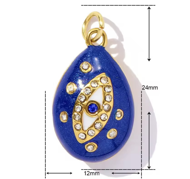 Charm occhio greco 3d con zirconi 
