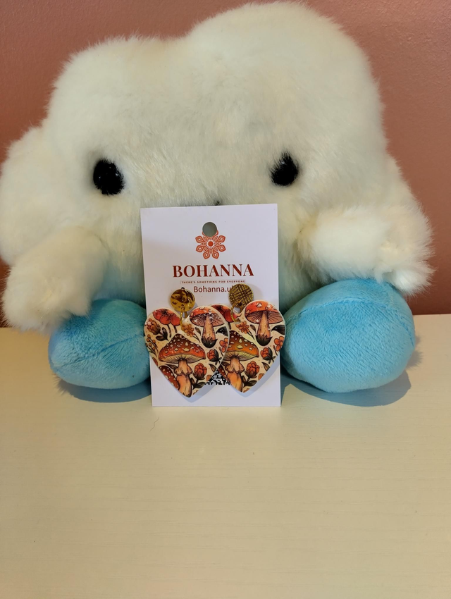 Handmade earrings - Woodland mushroom 