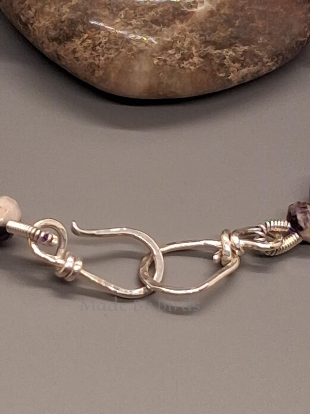 Hand-Knotted Amethyst & Sterling Silver Artisan Bracelet