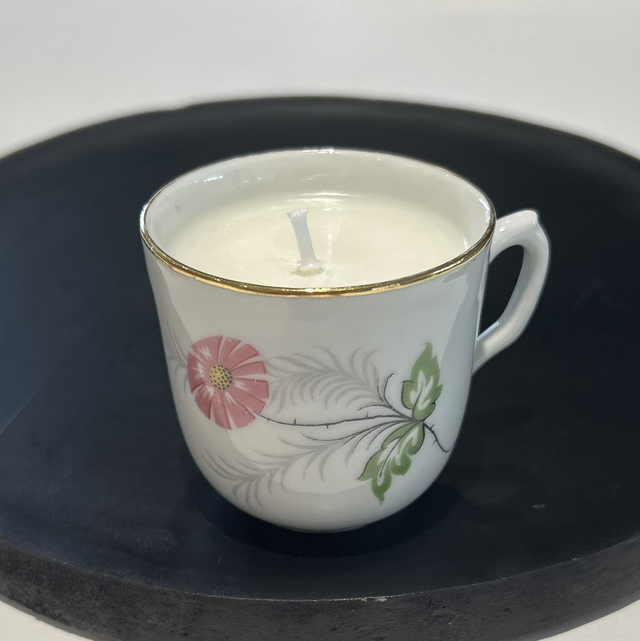 Bougie tasse fleur année 60 - Soin avec ou sans parfum