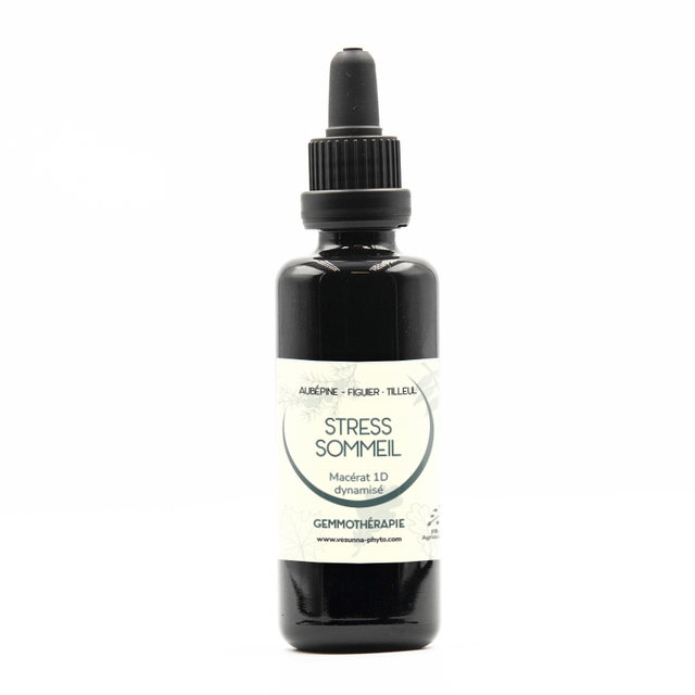 Stress et sommeil Macérat de bourgeons: Aubépine - Figuier - Tilleul - bio 50 ml  /Vesunna 