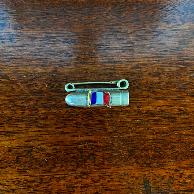 Scarce Original First World War Souvenir Badge — Bullet-Head Form with Enamel French Tricolour &amp; Coiled Spring Pin