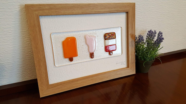 Fused Glass Art "The Fab 3" Retro Iced Lollies