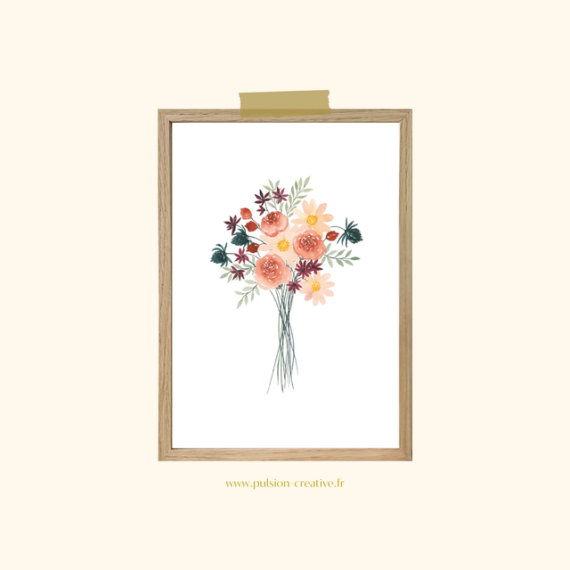 Affiche aquarelle A5 - Bouquet automnal