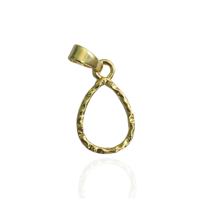 Pingente Mini Moldura Gota Trabalhada Ouro