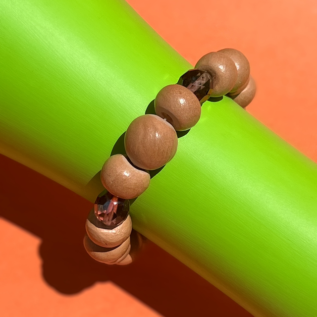 Pulseiras Bolas Cristal Marrom Média — Peça ÚNICA 