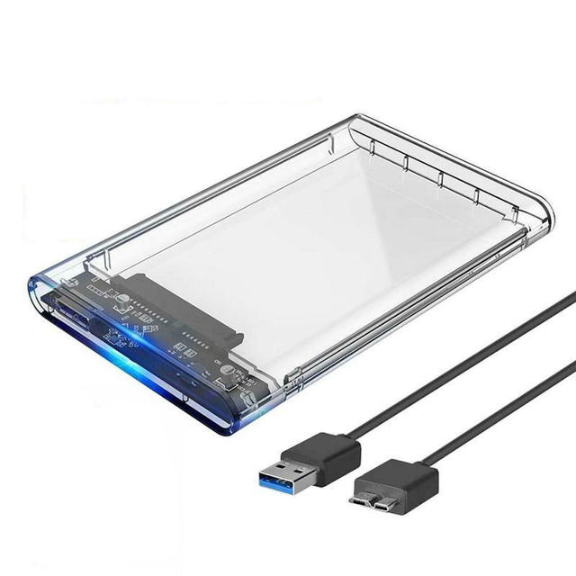 Hard Drive Enclosure 2.5 Inch USB 3.0/3.1 SATA Case External Clear Caddy HDD SSD 
