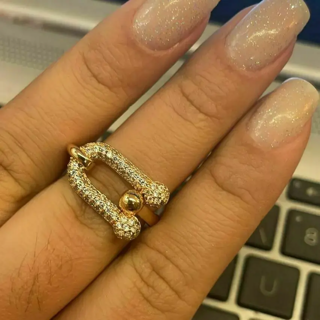 Anel Elo Tiff Cravejado Ajustável N.17 - Ródio