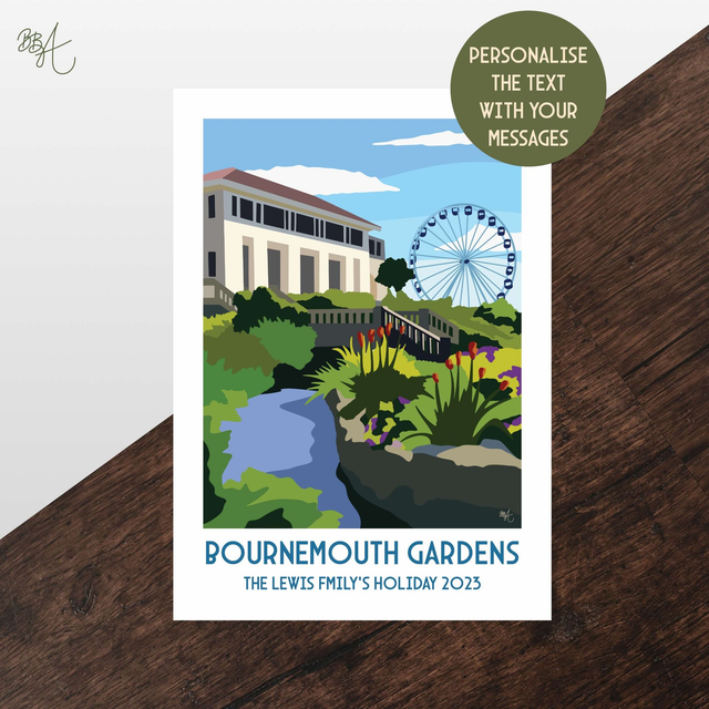 Bournemouth Gardens, Travel Poster Print - Vintage Style Dorset Wall Art