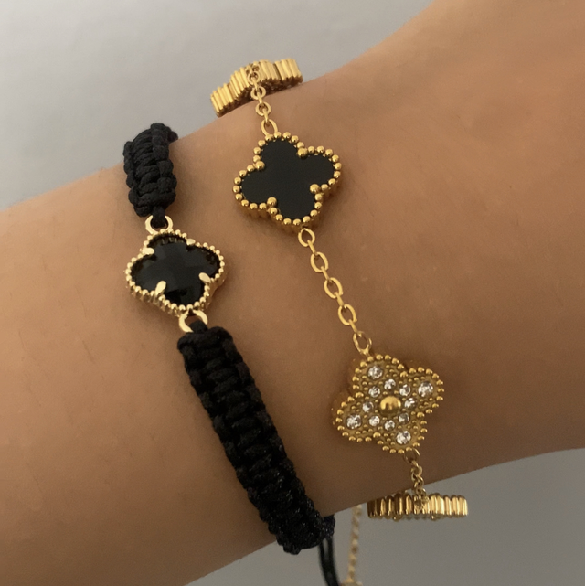 Combo bracelet cordon trèfle 