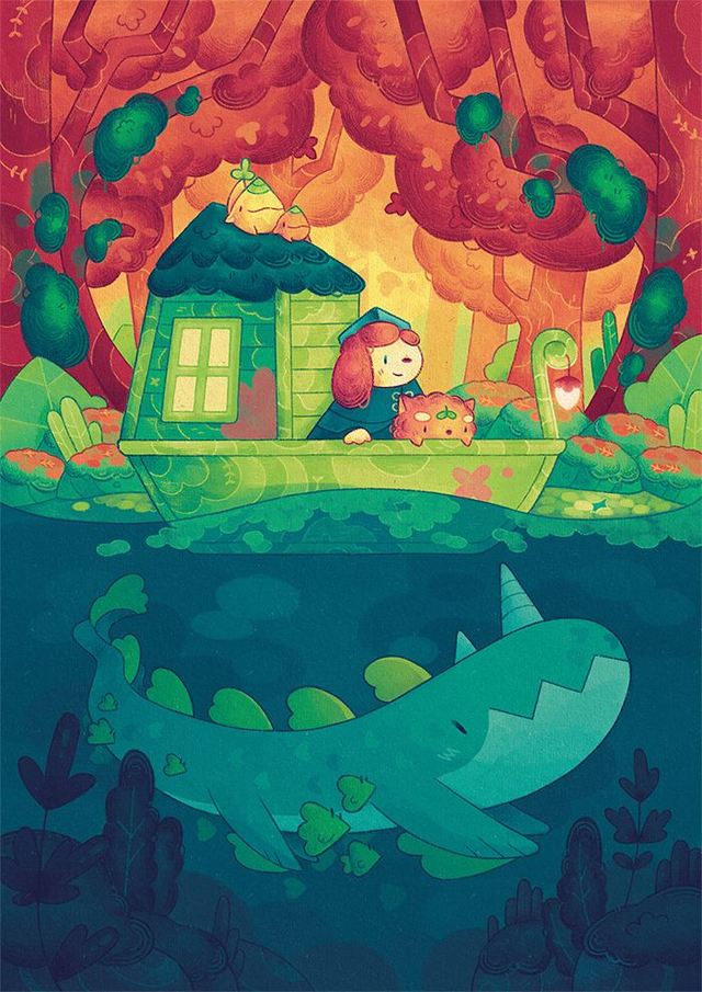 Illustration A4 « Voyage au bord de la rivière »