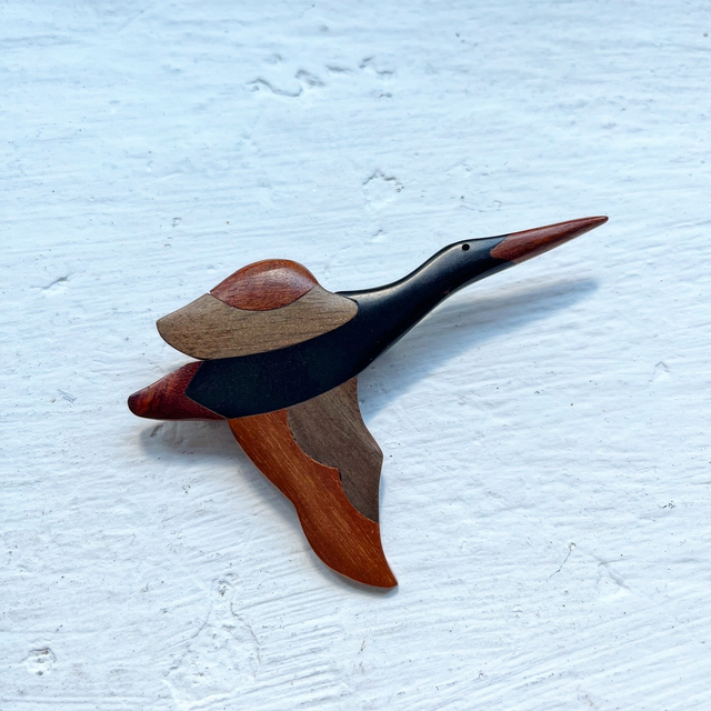 Vintage Hand-Carved Wooden Brooch