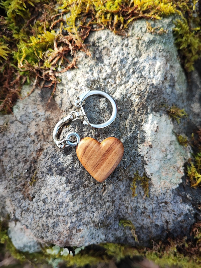 Porte-clé Coeur en Bois d'Olivier 