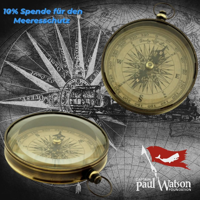 Kompass (Messing antik) mit geschliffenen Glas