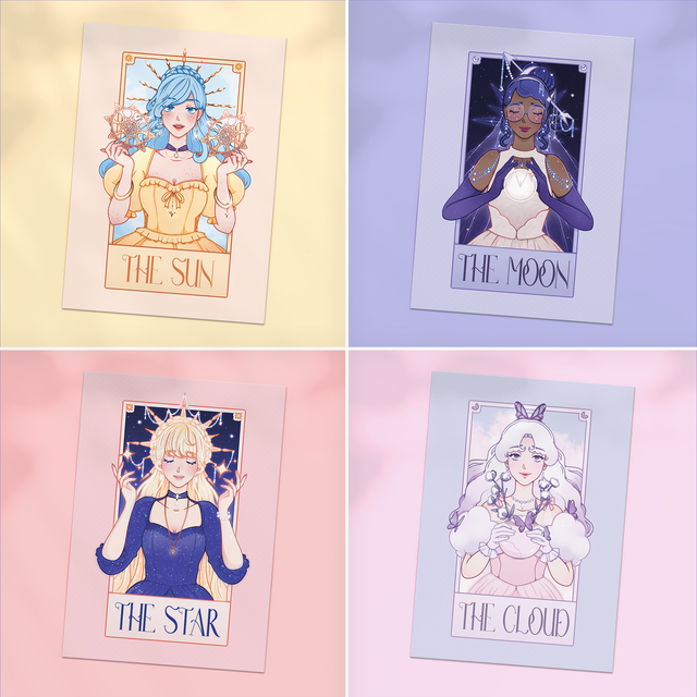 Cartes postales A6 CÉLESTES (version tarot)